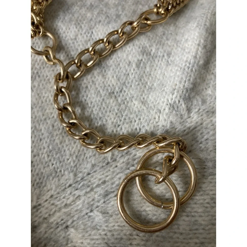 Gold Tone Chain Belt Link Chain Layered Runway Couture Loose Fit Adjustable